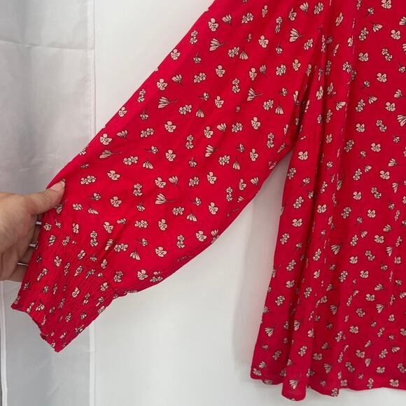 Sanctuary Peasant Button Front Womens Top Sz 3X Cottagecore Boho Red Smock Flowy - Picture 4 of 10